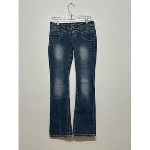 Angels Medium Wash Denim Bootcut Low Rise Y2K Blue Jeans Womens Size 11 Buttons